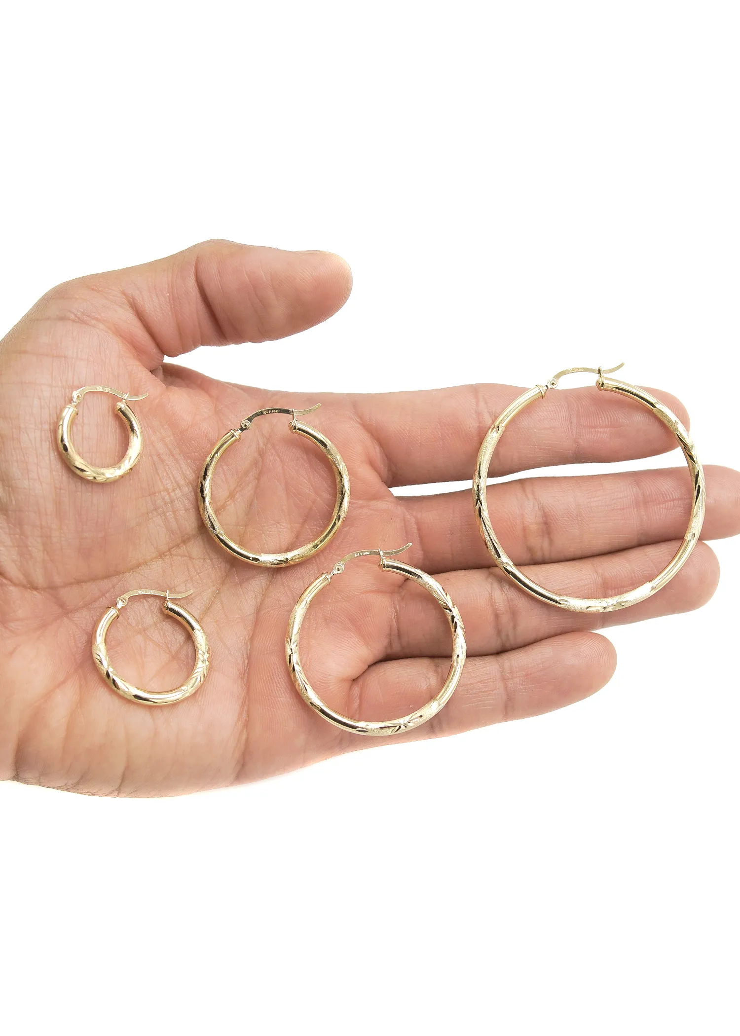10K Womens Gold Hoop Earrings | Customizable Size