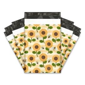 6x9" Sunflowers and Bumble Bees Designer Poly Mailers Shipping Envelopes Premium Printed Bags