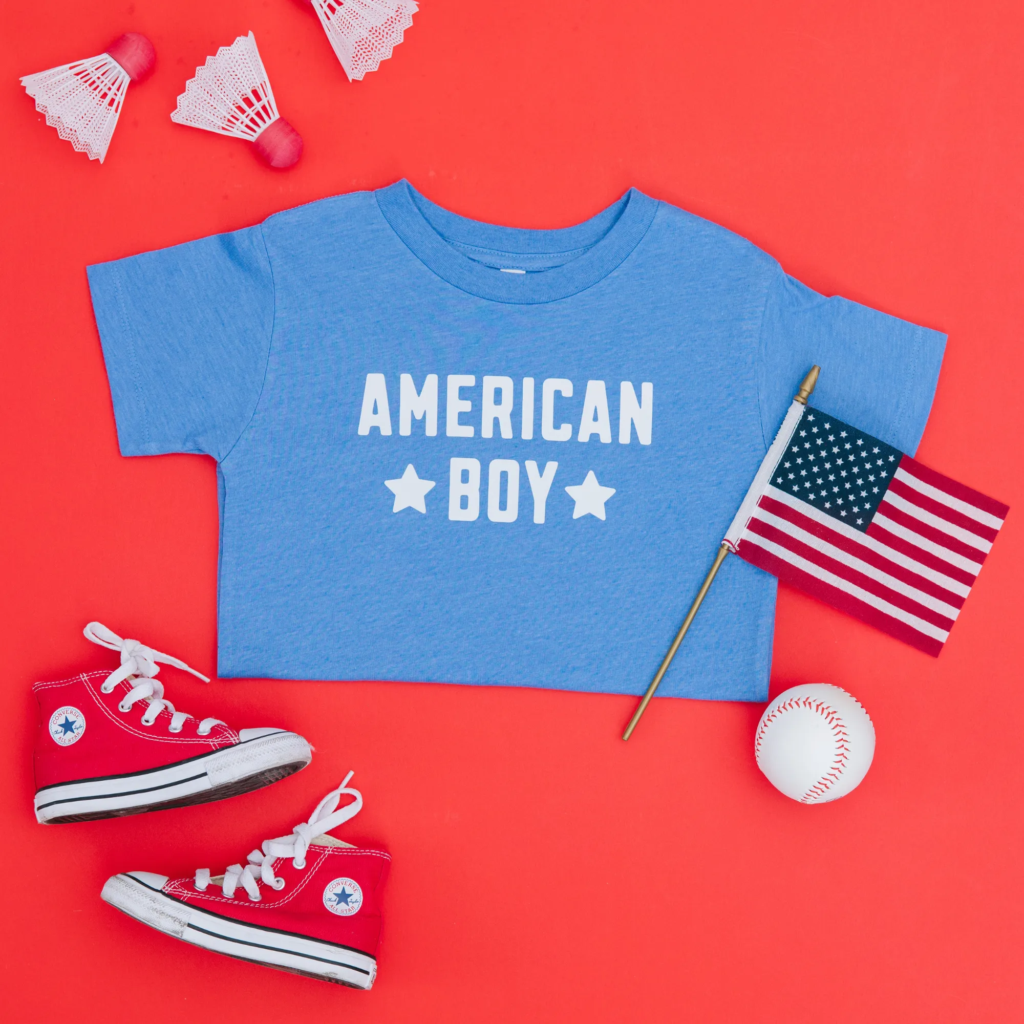 American Boy 4th of July Shirt / Heather Blue