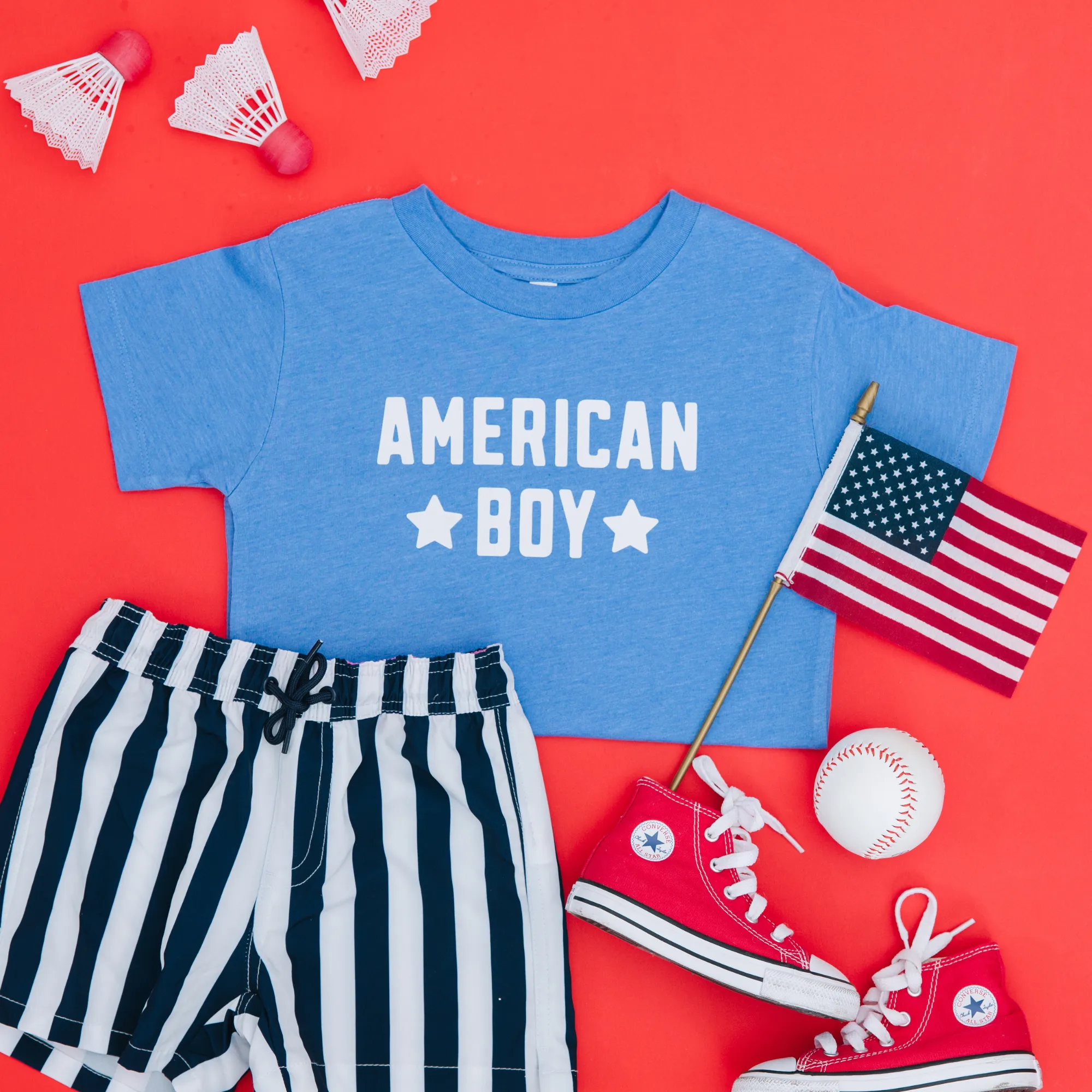 American Boy 4th of July Shirt / Heather Blue