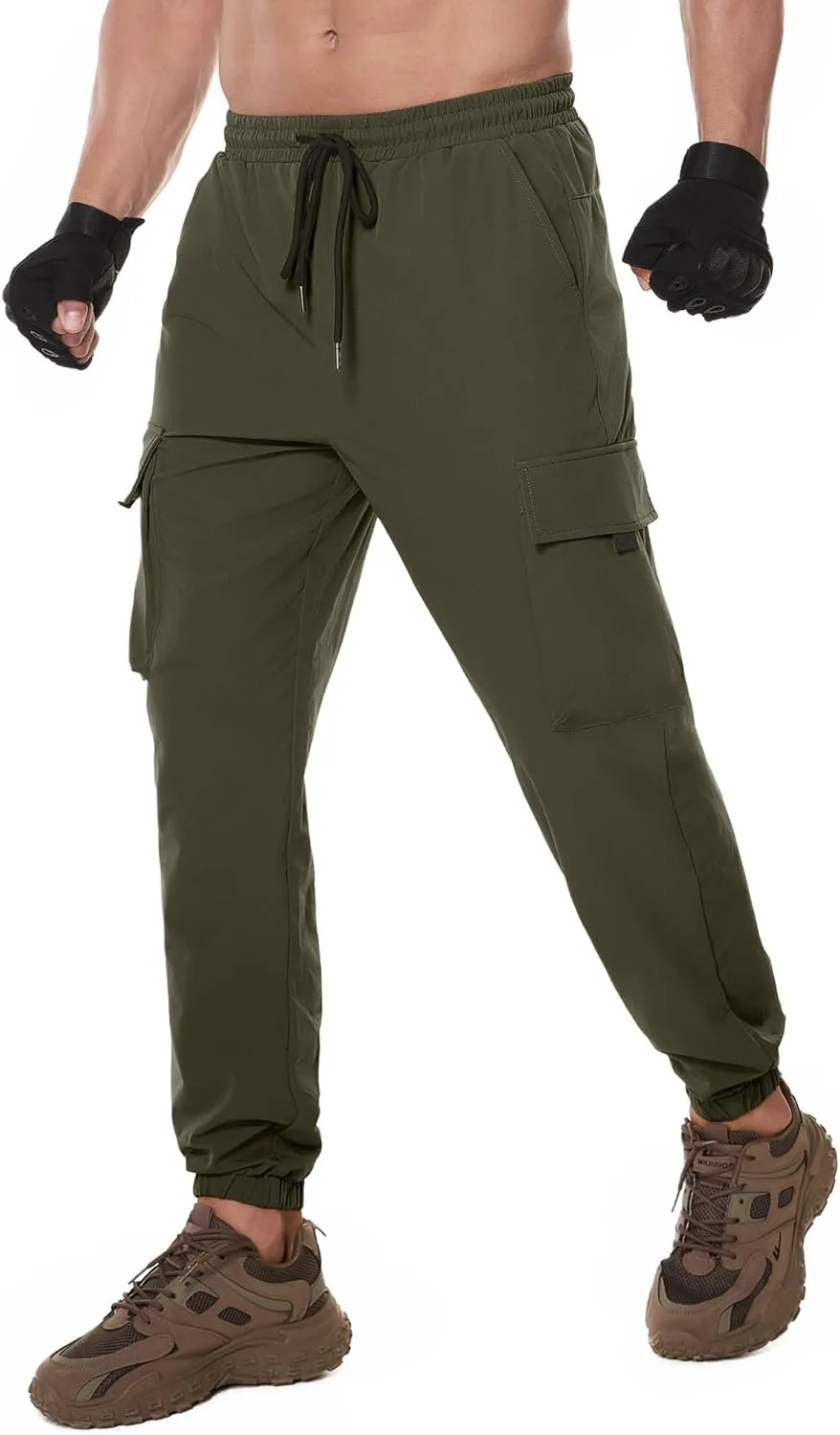 Comdecevis Men's Lightweight Hiking Pants Elastic Waist Water Resistant Quick Dry Workout Joggers Outdoor Sweatpants