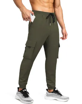 Comdecevis Men's Lightweight Hiking Pants Elastic Waist Water Resistant Quick Dry Workout Joggers Outdoor Sweatpants