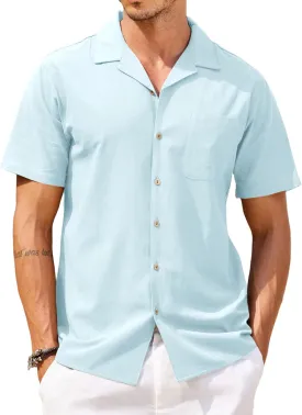 COOFANDY Mens Hawaiian Shirt Short Sleeve Buttoon Down Shirts Casual Tropical Floral Summer Linen Shirts