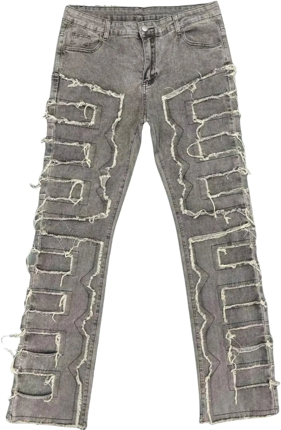 COOLMONAR Men's Ripped Distressed Destroyed Slim Fit Straight Leg Denim Jeans