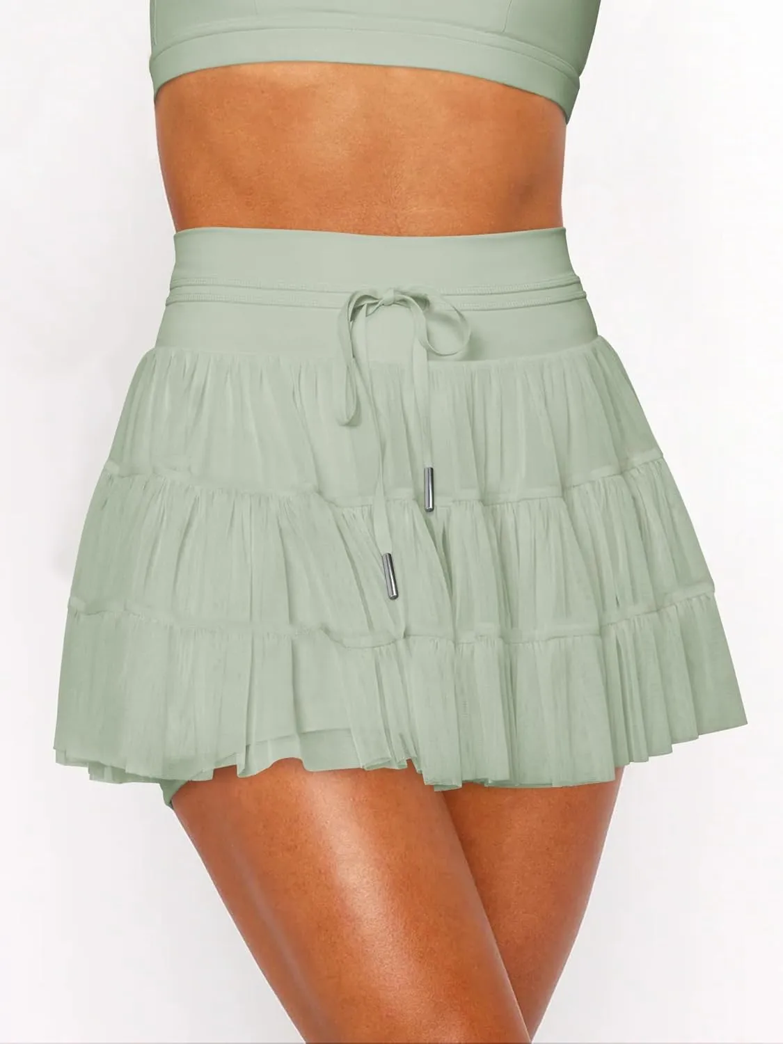 Cresay Women's Pleated Skirt High Waisted Ruffle Tennis Skirts Sports Skater Running Skorts with Shorts Pockets