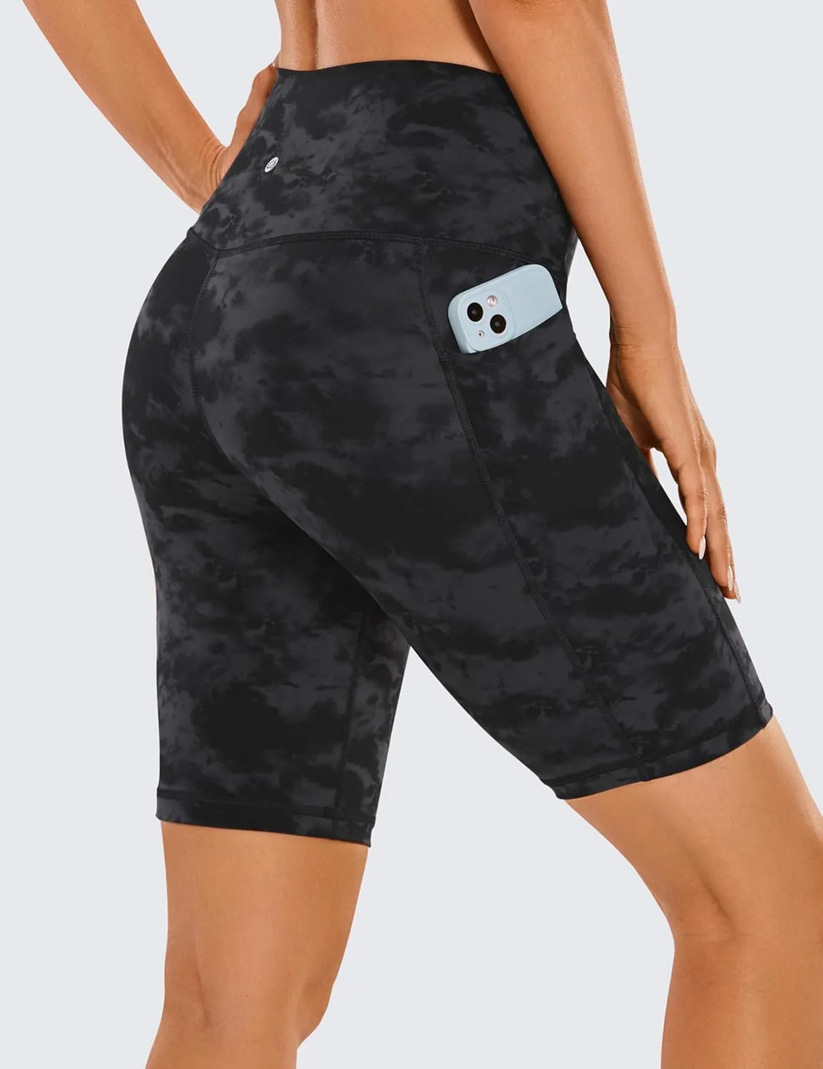 CRZ YOGA Women's Naked Feeling Biker Shorts with Pockets 8'' - High Waisted Yoga Gym Workout Spandex