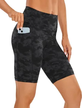 CRZ YOGA Women's Naked Feeling Biker Shorts with Pockets 8'' - High Waisted Yoga Gym Workout Spandex