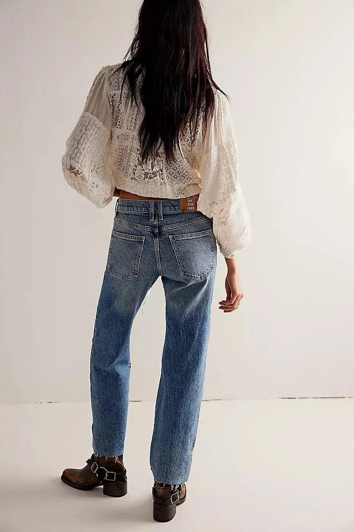 Free People We The Free Risk Taker Mid-Rise Jeans - Mantra