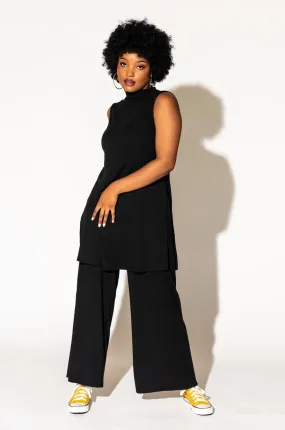 Gigi Sleeveless Ribbed Playsuit in Black *RESTOCKED*