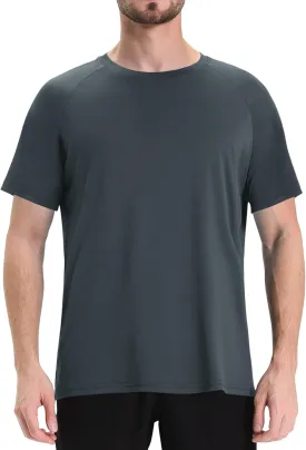 LalaHooK Workout Mens Shirts - Black Quick Dry Gym Short Sleeve Moisture Wicking T Shirts for Running Athletic Casual Work