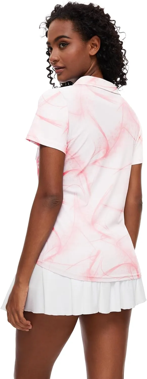 Loovoo Womens Golf Shirts Short Sleeve Collared V-Neck Casual Polos Quick Dry Workout Tennis Tops