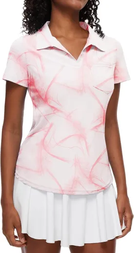 Loovoo Womens Golf Shirts Short Sleeve Collared V-Neck Casual Polos Quick Dry Workout Tennis Tops