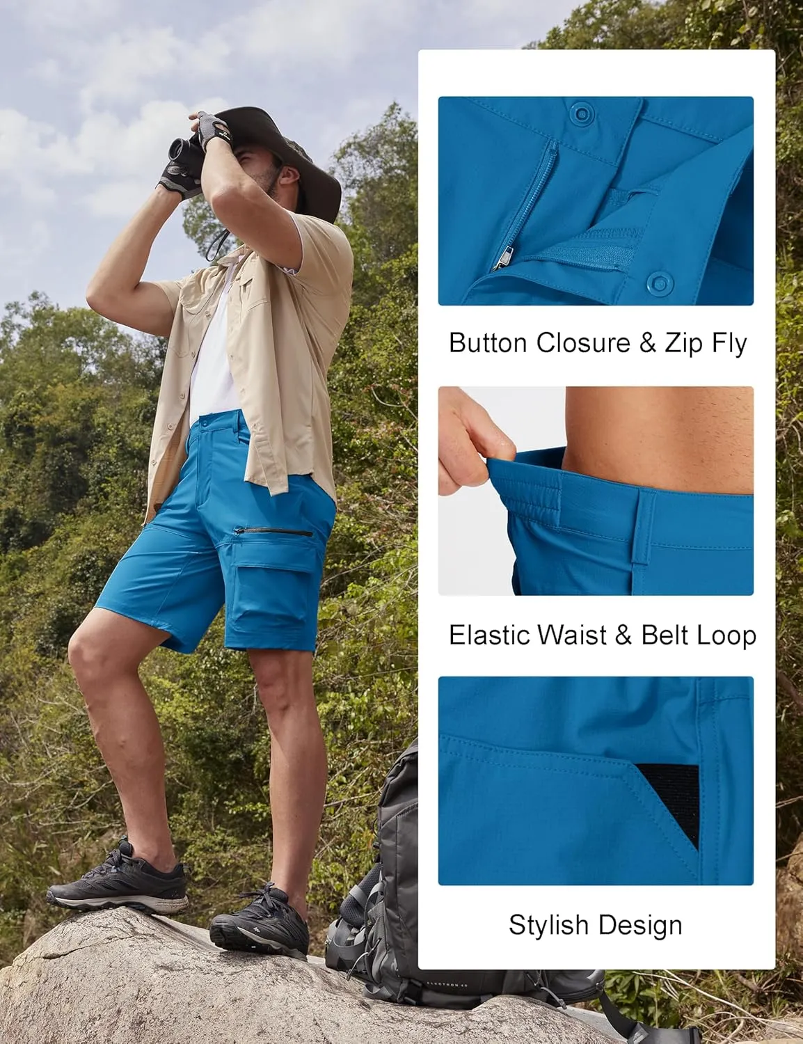 MAGCOMSEN Men's Hiking Cargo Shorts 9" Quick Dry Lightweight Summer Casual Shorts for Men Work Golf Outdoor 5 Pockets