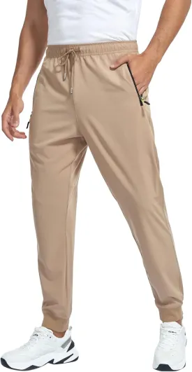 Men's Lightweight Jogger Pants Quick Dry Athletic Hiking Pants for Men with 3 Zipper Pockets