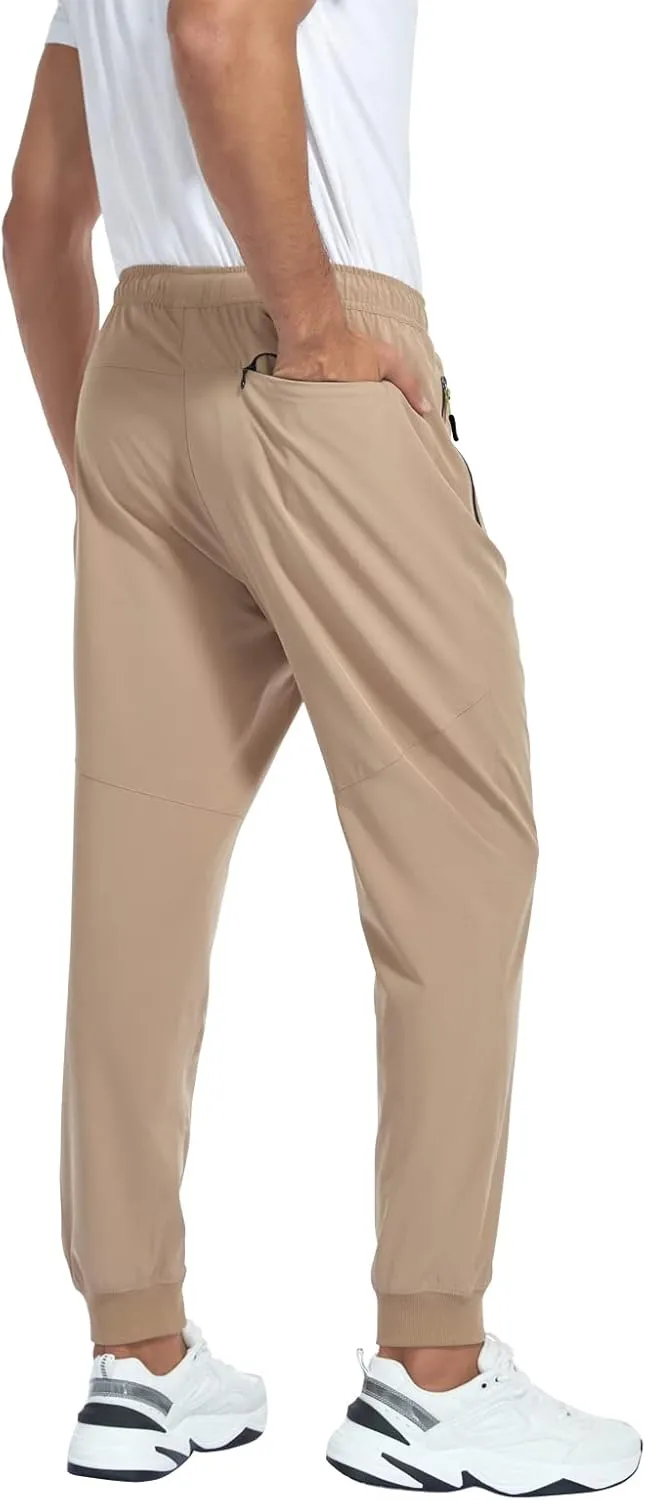 Men's Lightweight Jogger Pants Quick Dry Athletic Hiking Pants for Men with 3 Zipper Pockets