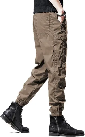 Men's Pant Summer Ice Silk Lightweight Casual Loose Plus Size American Sports Drawstring Tactical Trouser for Men