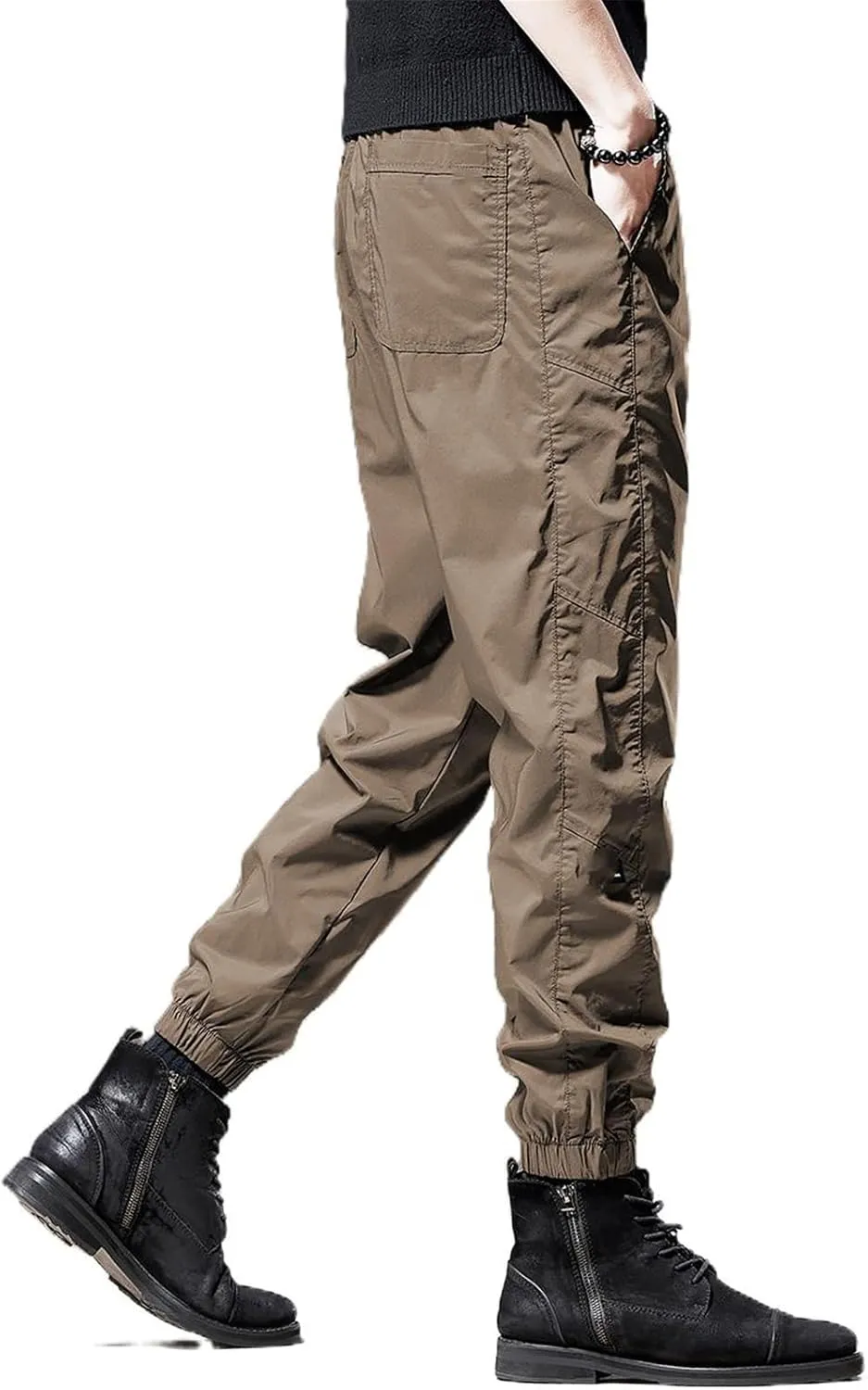 Men's Pant Summer Ice Silk Lightweight Casual Loose Plus Size American Sports Drawstring Tactical Trouser for Men