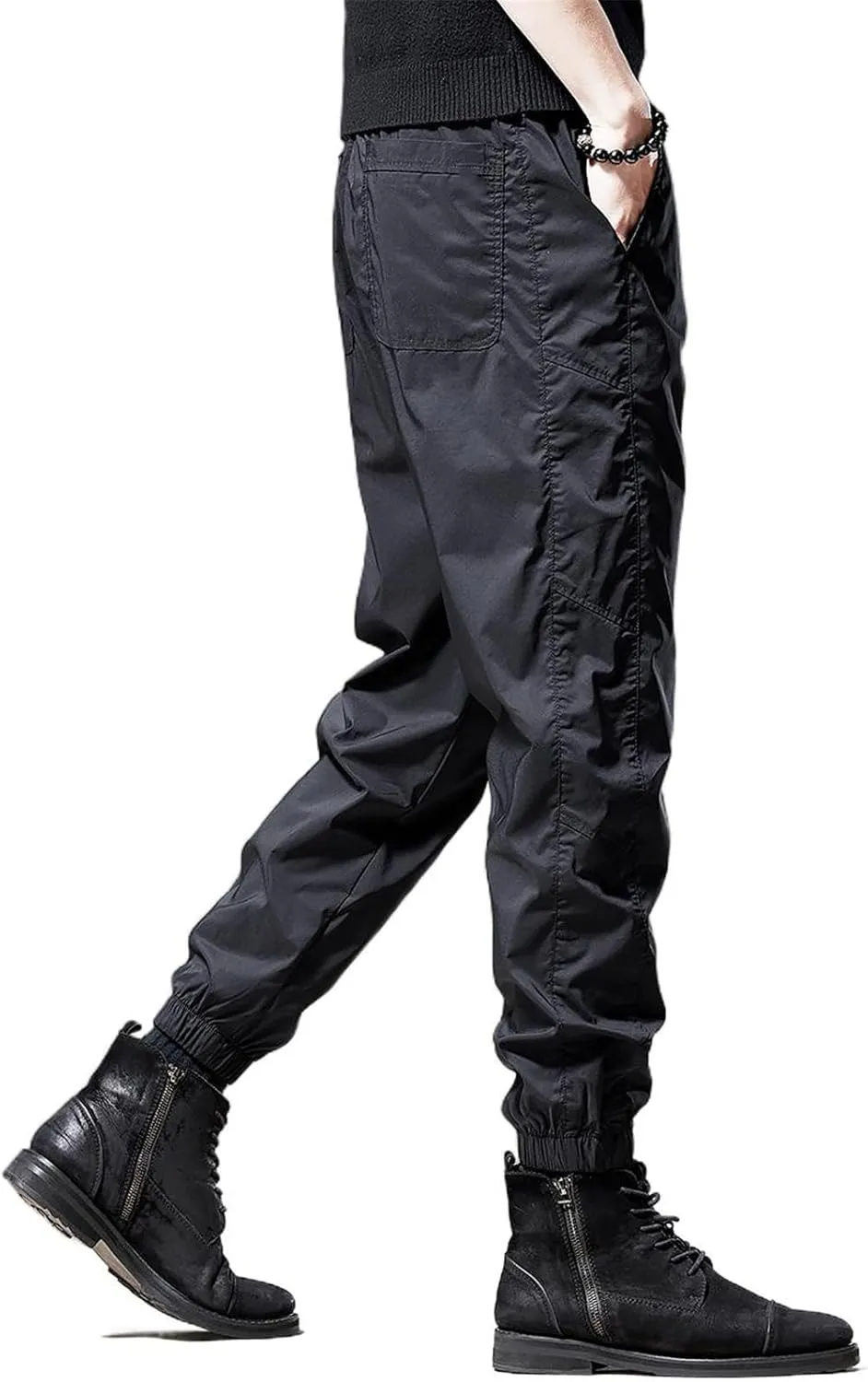 Men's Pant Summer Ice Silk Lightweight Casual Loose Plus Size American Sports Drawstring Tactical Trouser for Men