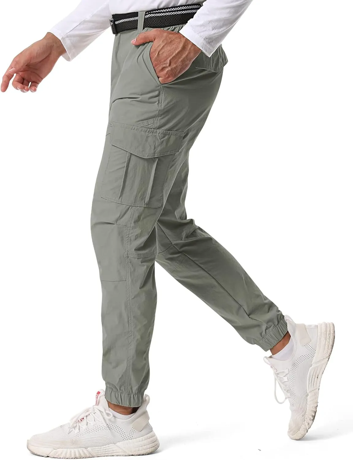 Mens Pants Joggers Stretch Cargo Pants Slim fit 6 Pockets Waterproof Fishing Quick-Dry Work Pant