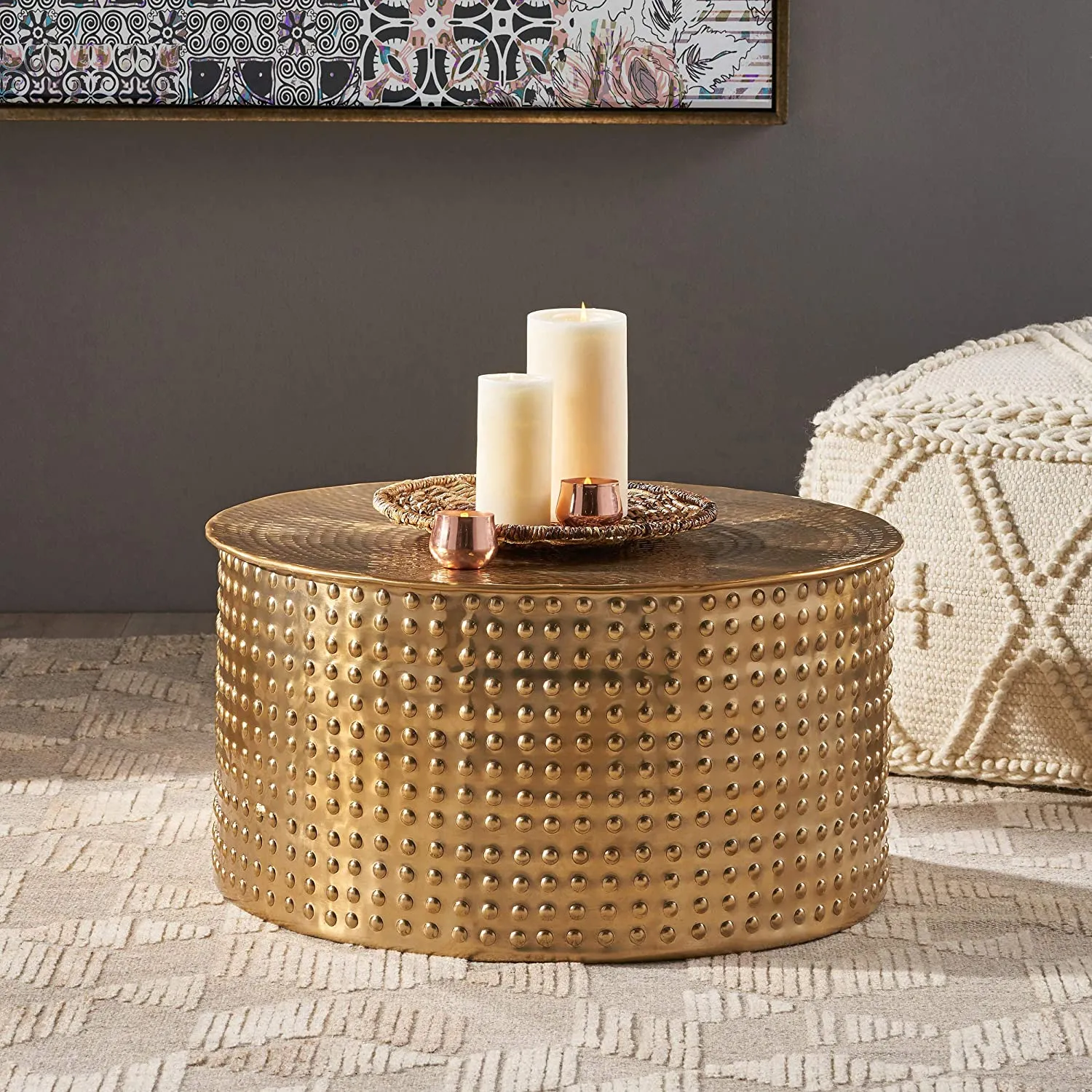 Modern Aluminum Coffee Table, Brass