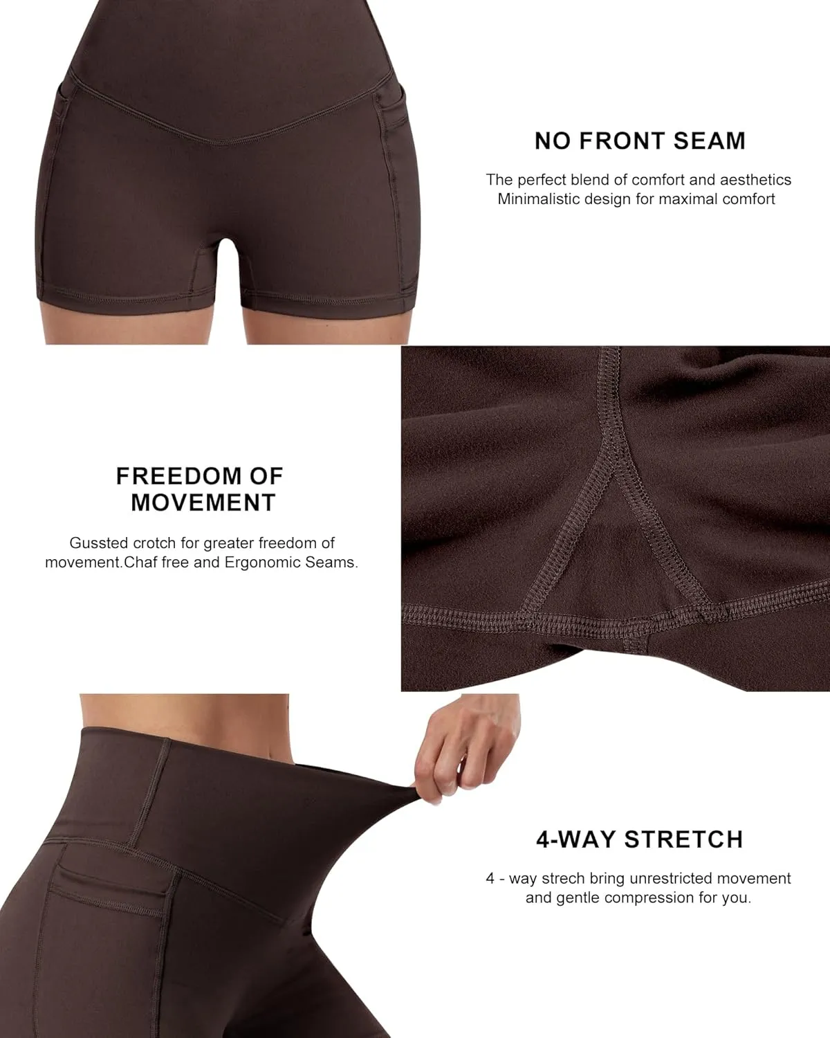 NORMOV 4 Packs Spandex Shorts for Women with Pockets, 3'' High Waisted Tummy Control Booty Yoga Shorts