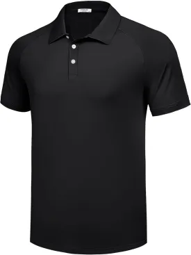 PINSPARK Mens Golf Polo Shirts Performance Quick-Dry Moisture-Wicking Collared Shirts Short Sleeve Buttons Casual Polo Shirts