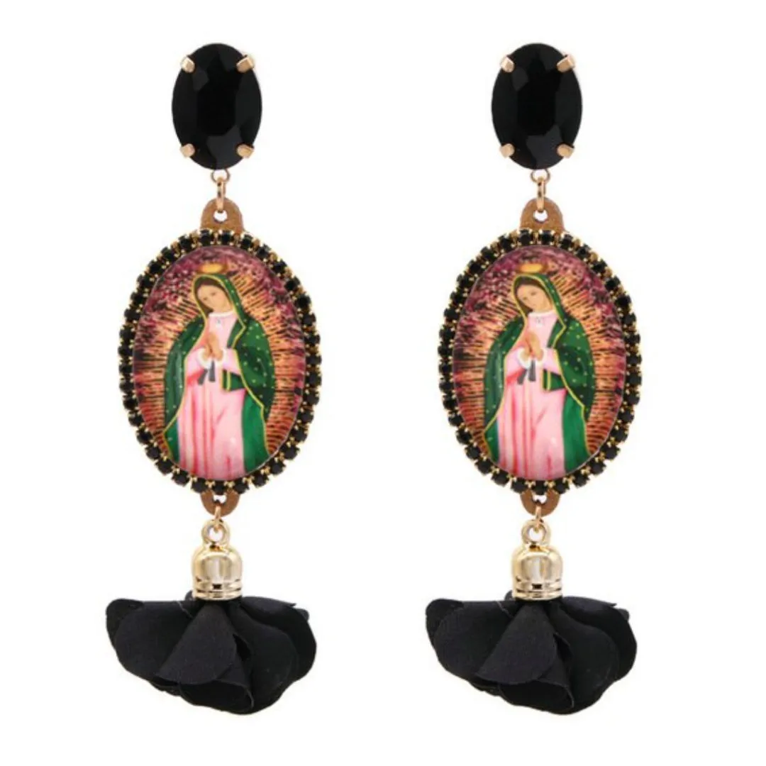 Relic- the Virgin Mary Rhinestone and Fringe Earrings Collection 50 Styles and Colors