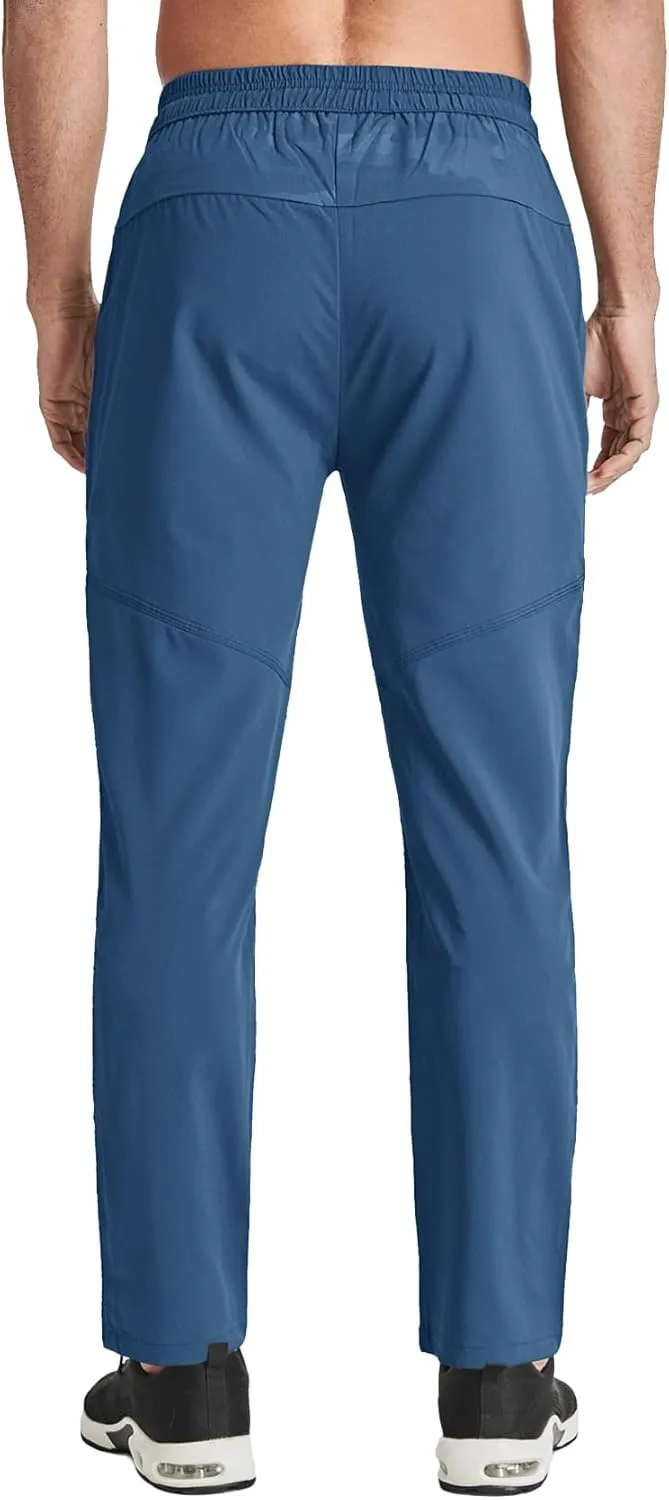 TACVASEN Men's Lightweight Hiking Pants Quick Dry Running Jogger Drawstring Sweatpants Zipper Pockets