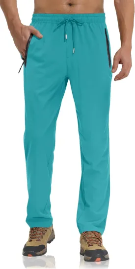 TACVASEN Men's Lightweight Hiking Pants Quick Dry Running Jogger Drawstring Sweatpants Zipper Pockets