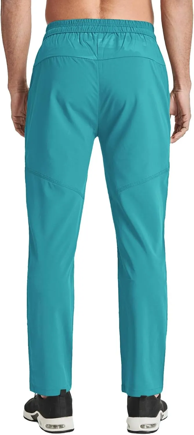 TACVASEN Men's Lightweight Hiking Pants Quick Dry Running Jogger Drawstring Sweatpants Zipper Pockets