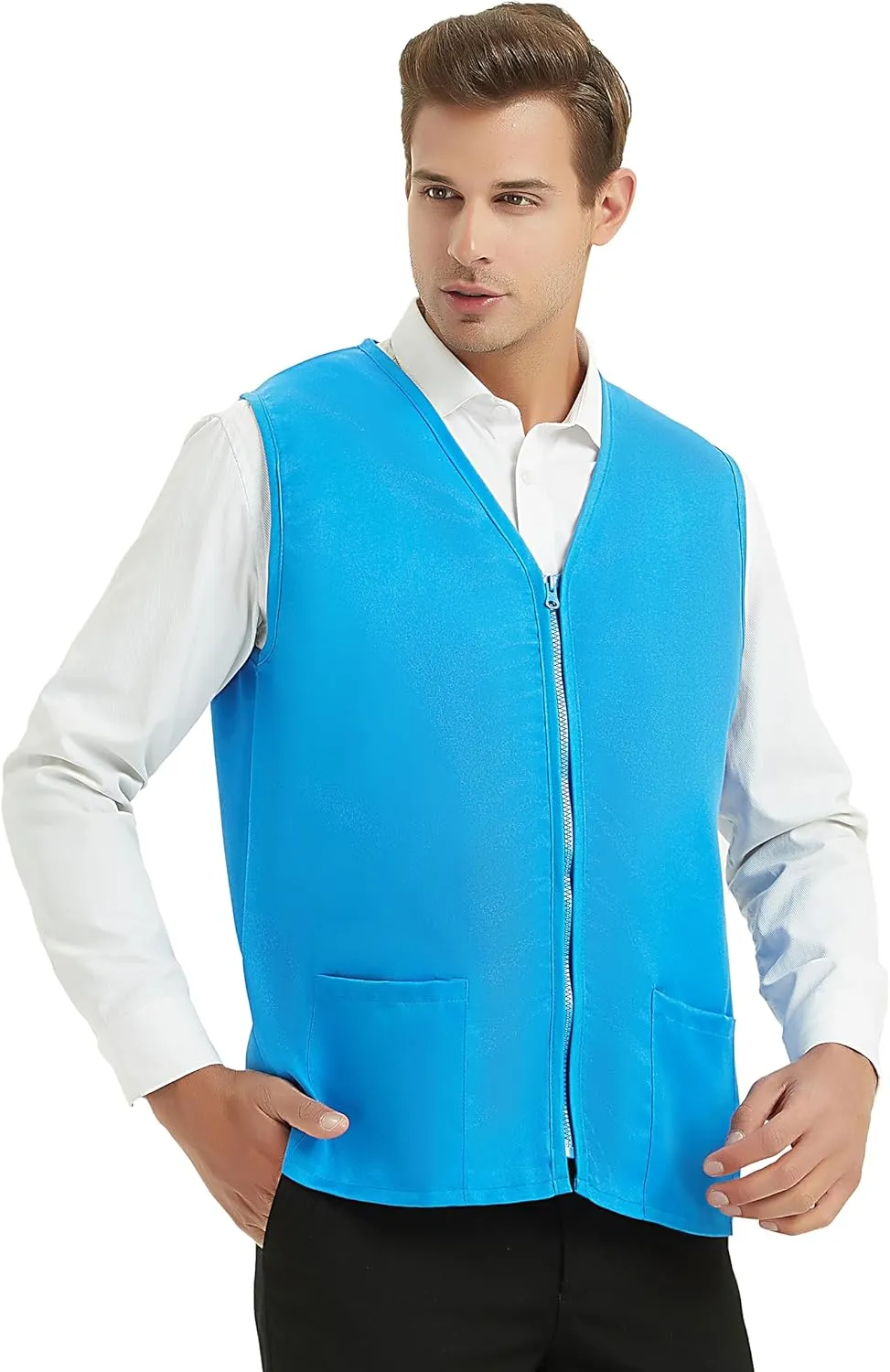 TopTie Custom Adult Volunteer Uniform Vest Polyester Zipper Supermarket Activity Vest