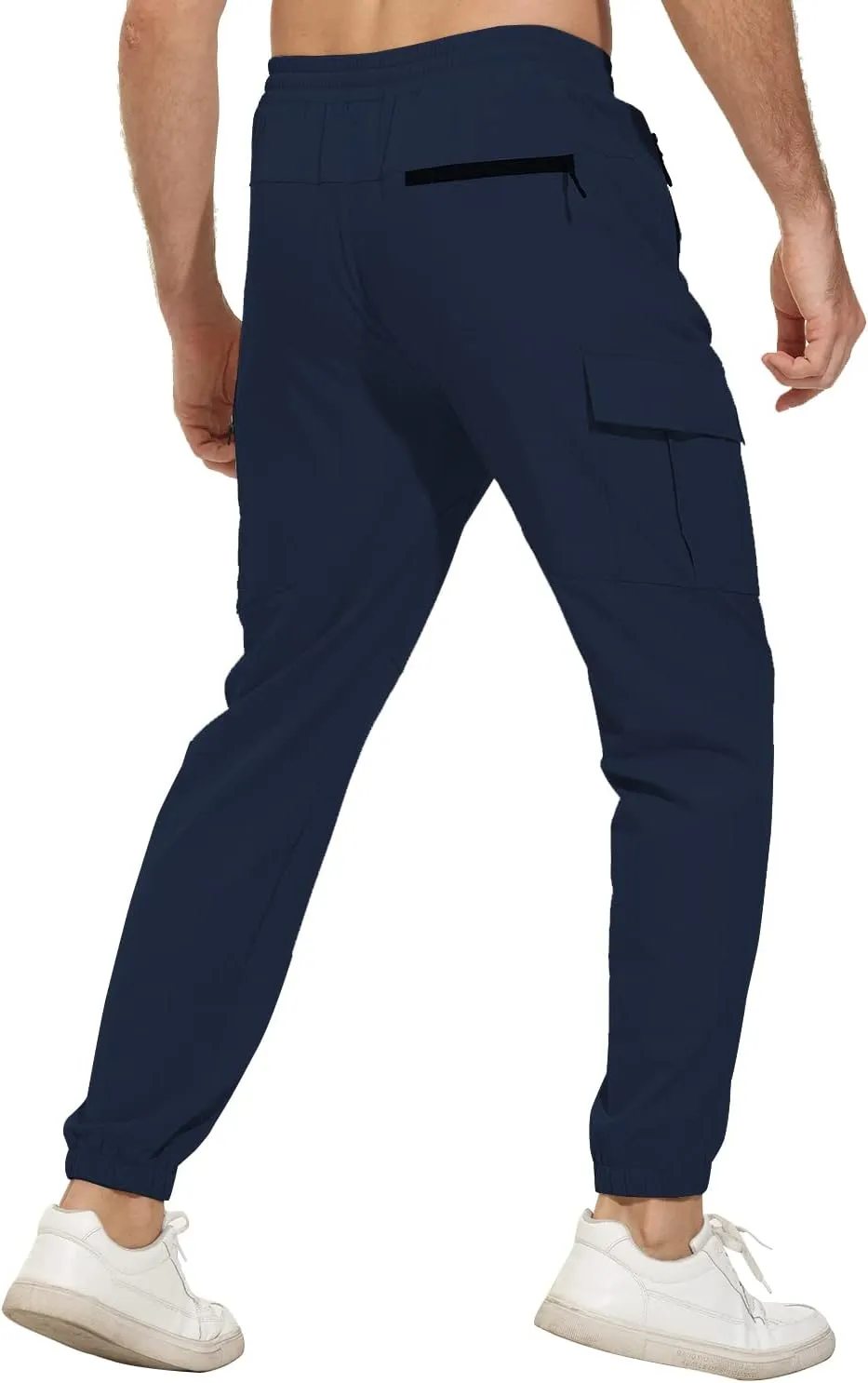 VAYAGER Men's Lightweight Joggers Quick Dry Hiking Cargo Pants Stretch Running Athletic Golf Pants with Zipper Pockets