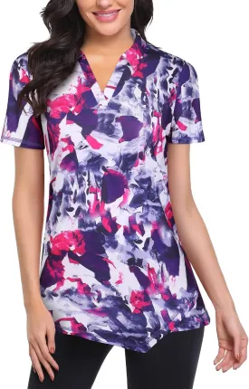 Viracy Womens V Neck Golf Polo Shirts Short Sleeve Quick Dry Workout Tops