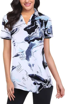 Viracy Womens V Neck Golf Polo Shirts Short Sleeve Quick Dry Workout Tops