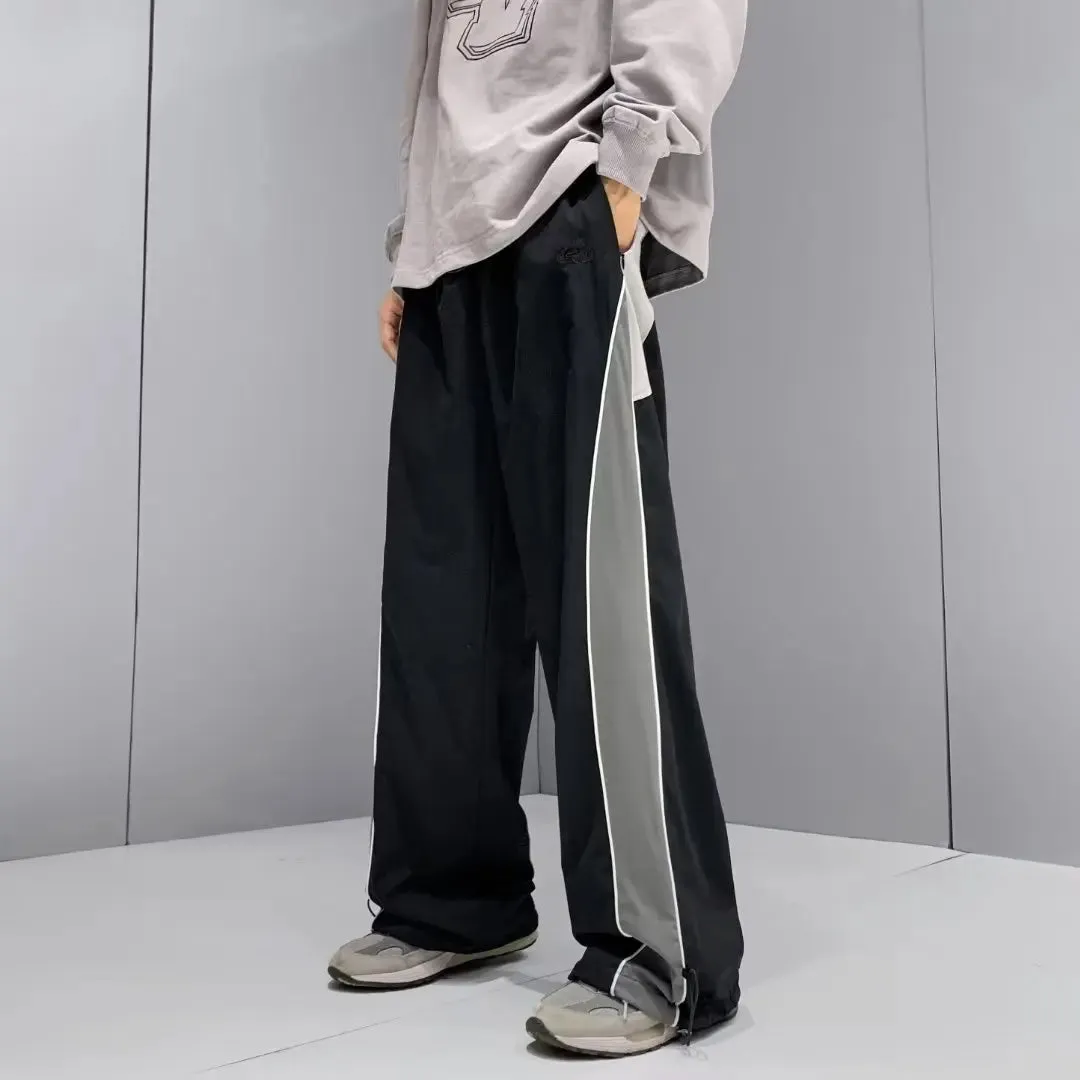 Wiaofellas  -  Summer Quick Dry Men Sporty Pants Active Streetwear Japanese Trend Wide Leg Pants Male Patchwork Spliced Oversize M-XXXL Pants