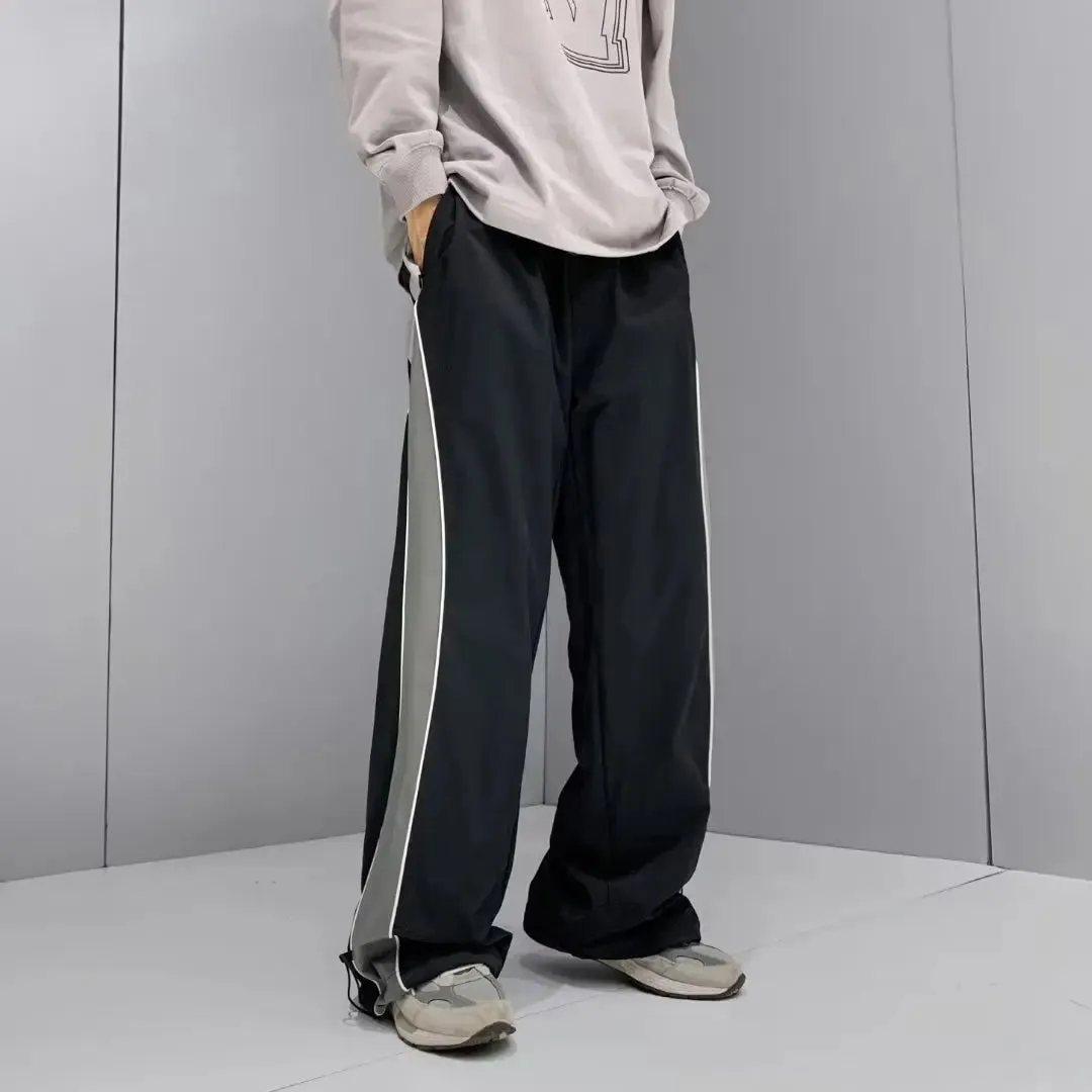 Wiaofellas  -  Summer Quick Dry Men Sporty Pants Active Streetwear Japanese Trend Wide Leg Pants Male Patchwork Spliced Oversize M-XXXL Pants