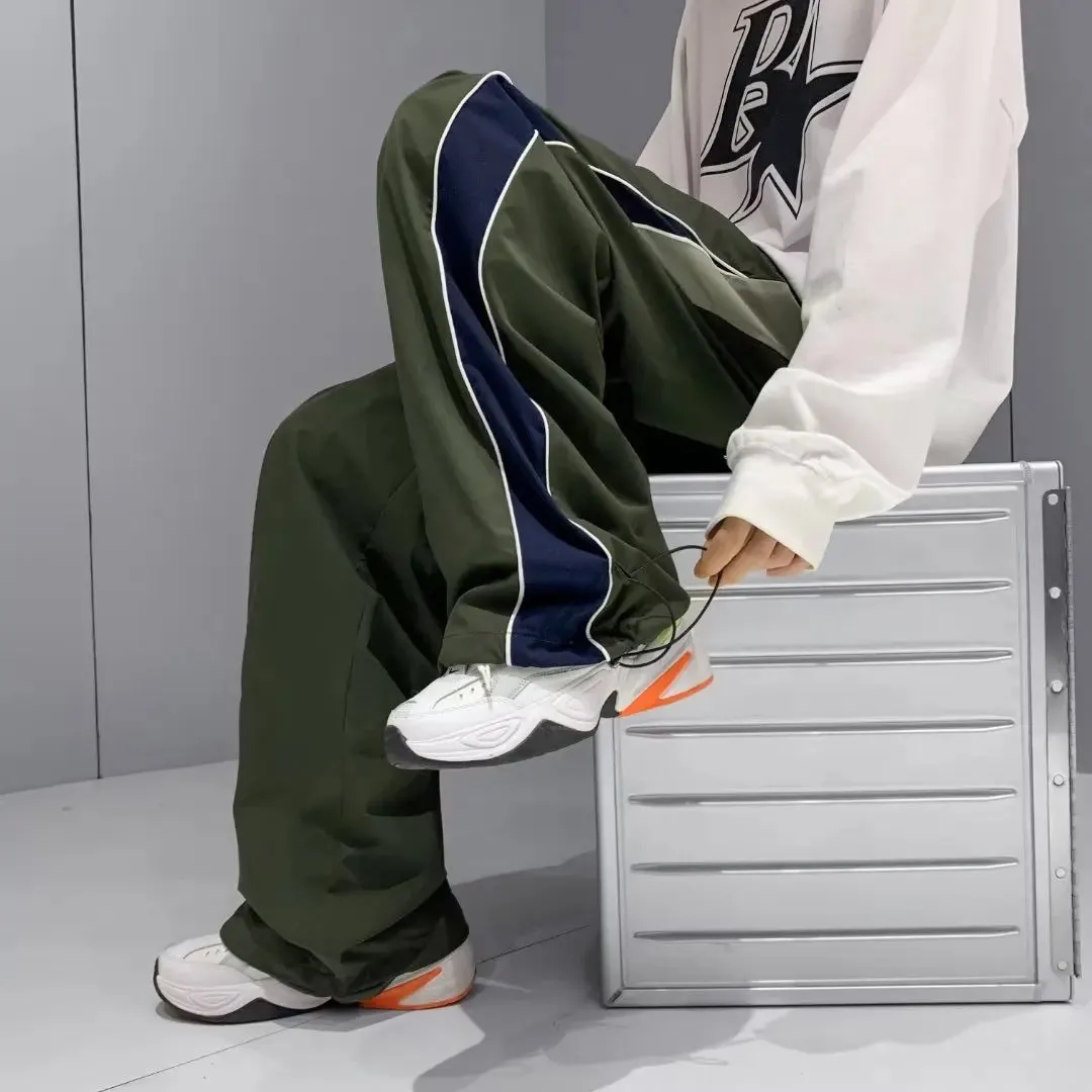 Wiaofellas  -  Summer Quick Dry Men Sporty Pants Active Streetwear Japanese Trend Wide Leg Pants Male Patchwork Spliced Oversize M-XXXL Pants