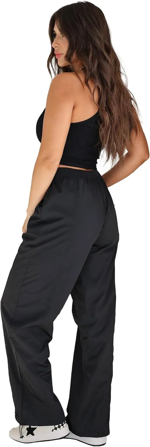 Womens Quick Dry Hiking Pants Lightweight Cargo Pants UPF50 High Waisted Travel Work Wide Leg Pants with Pockets