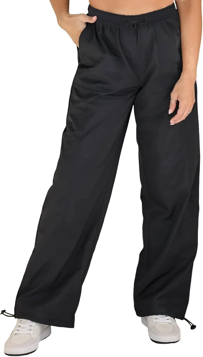 Womens Quick Dry Hiking Pants Lightweight Cargo Pants UPF50 High Waisted Travel Work Wide Leg Pants with Pockets