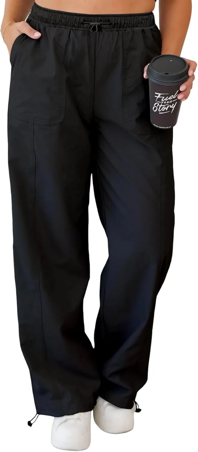 Womens Quick Dry Hiking Pants Lightweight Cargo Pants UPF50 High Waisted Travel Work Wide Leg Pants with Pockets