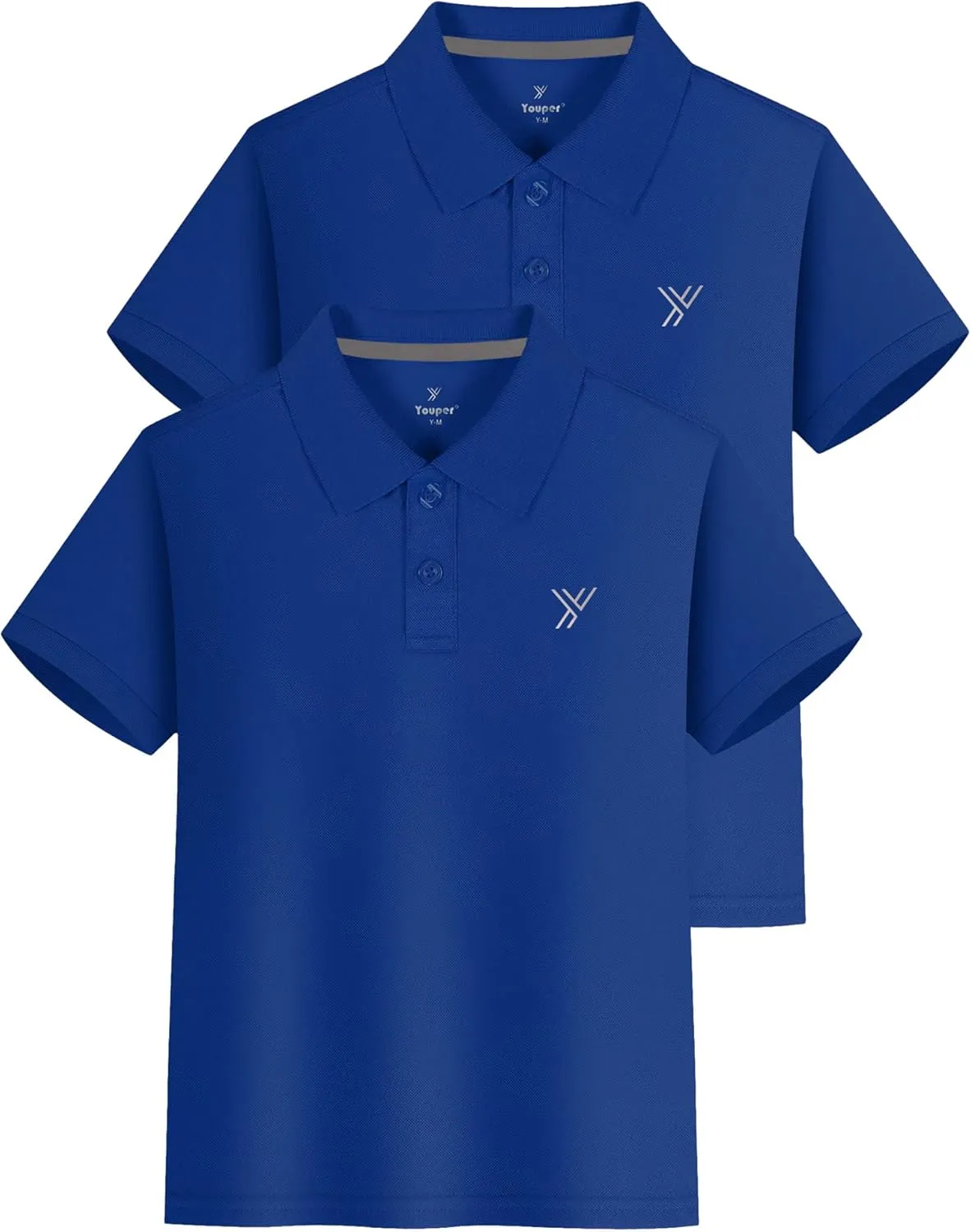 Youper 2-Pack Boys Performance Polo Shirt, Youth Quick Dry Short Sleeve School Uniform Polo Shirt