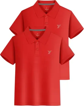 Youper 2-Pack Boys Performance Polo Shirt, Youth Quick Dry Short Sleeve School Uniform Polo Shirt